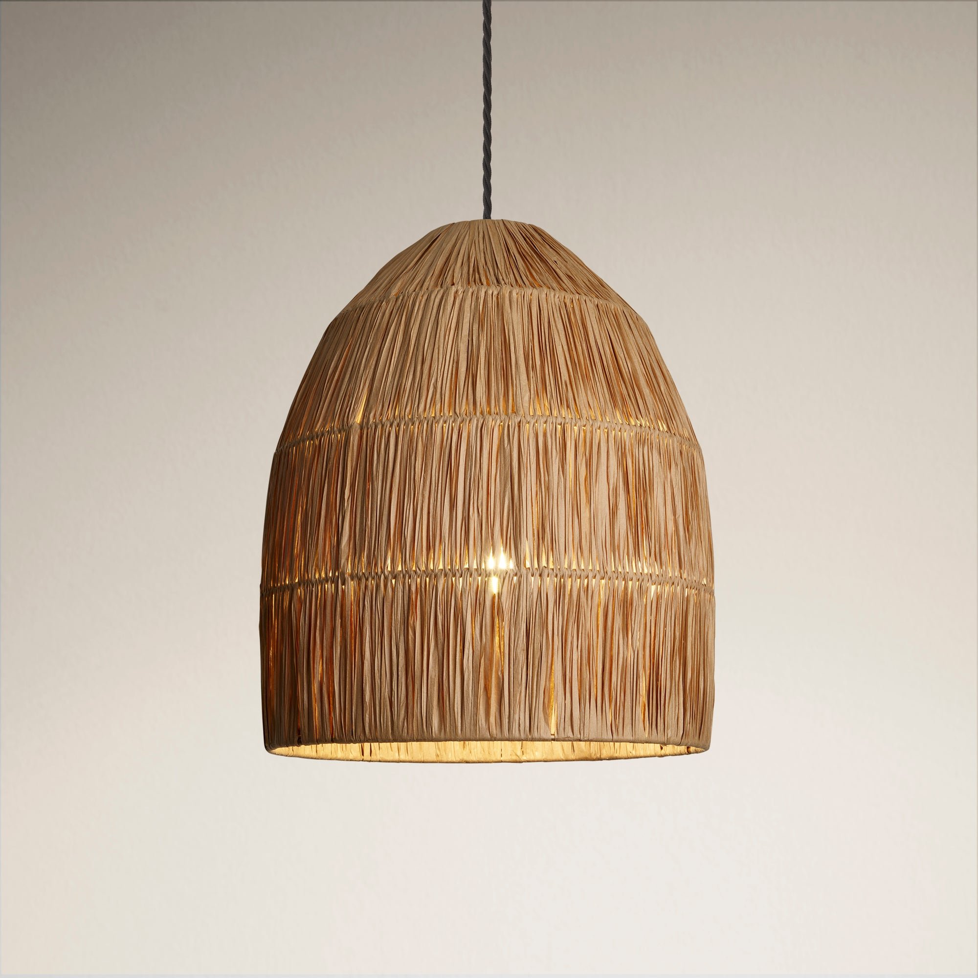 13-Inc Raffia Ceiling Pendant Light - Bell - Natural