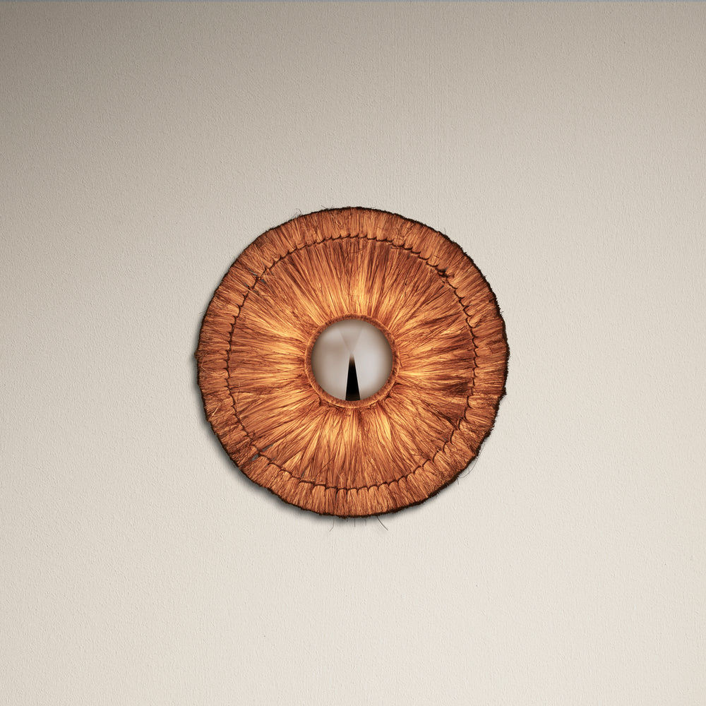 13-Inch_WallLight_FlushMount_Brown_Industville_Lighting_Round_Moonj_MO-NG-RWLFM13-BR_Lit_Front_TexturedBG_size
