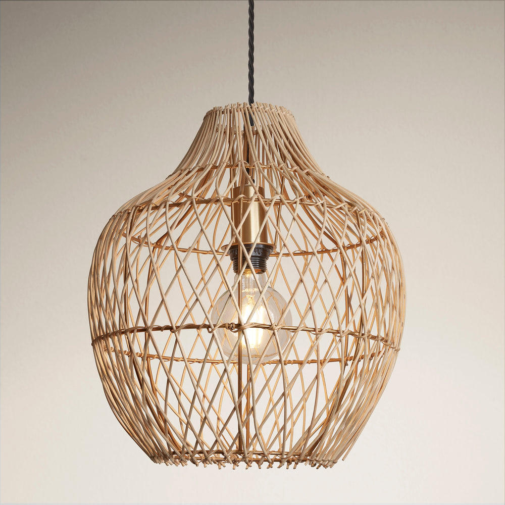 Natural 14-Inch Pendant Lighting Pear Coastal CO-RA-PP14-N
