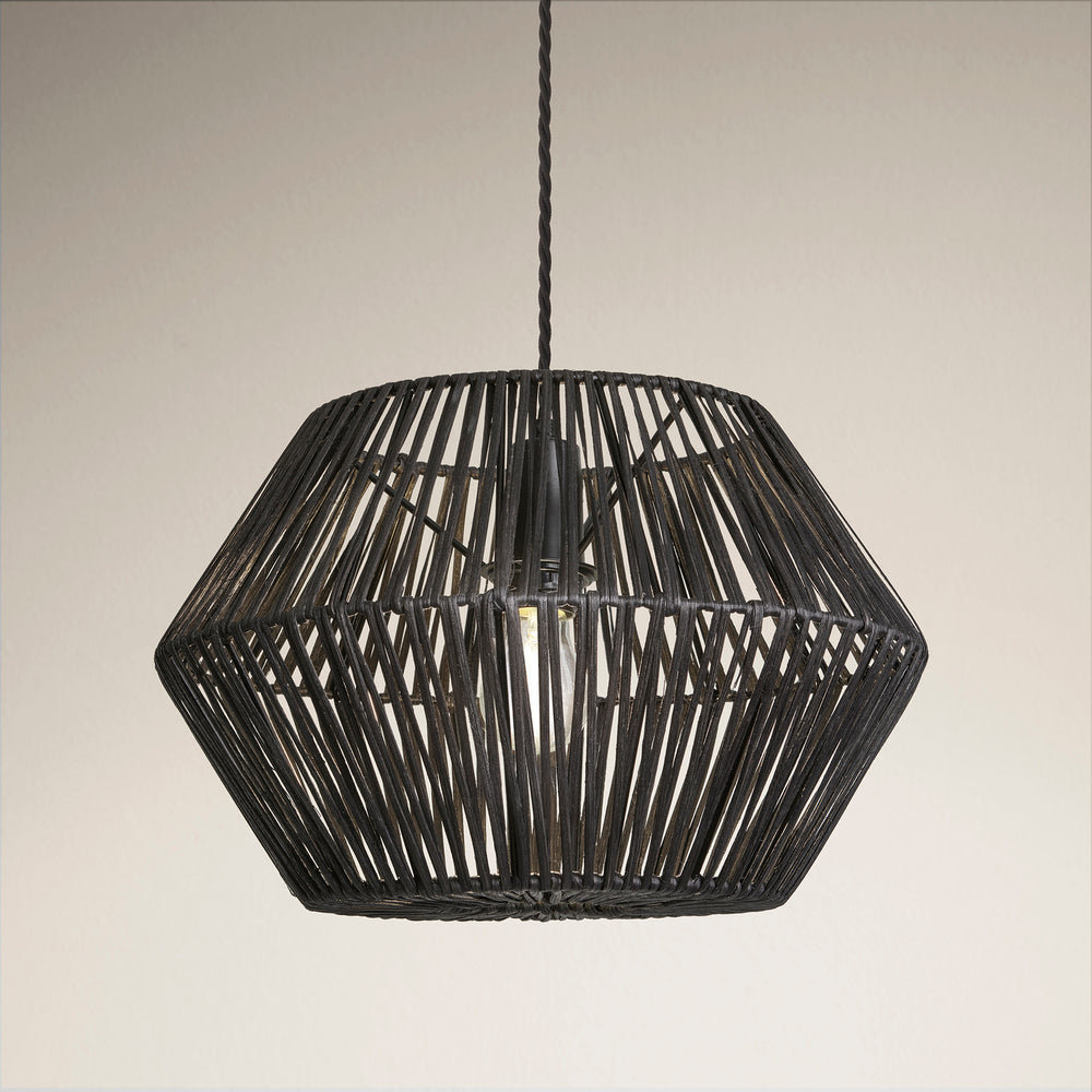Hex Boho Design 15-Inch Black Pendant Light by Industville - Design Code BH-RA-HXP15-BK