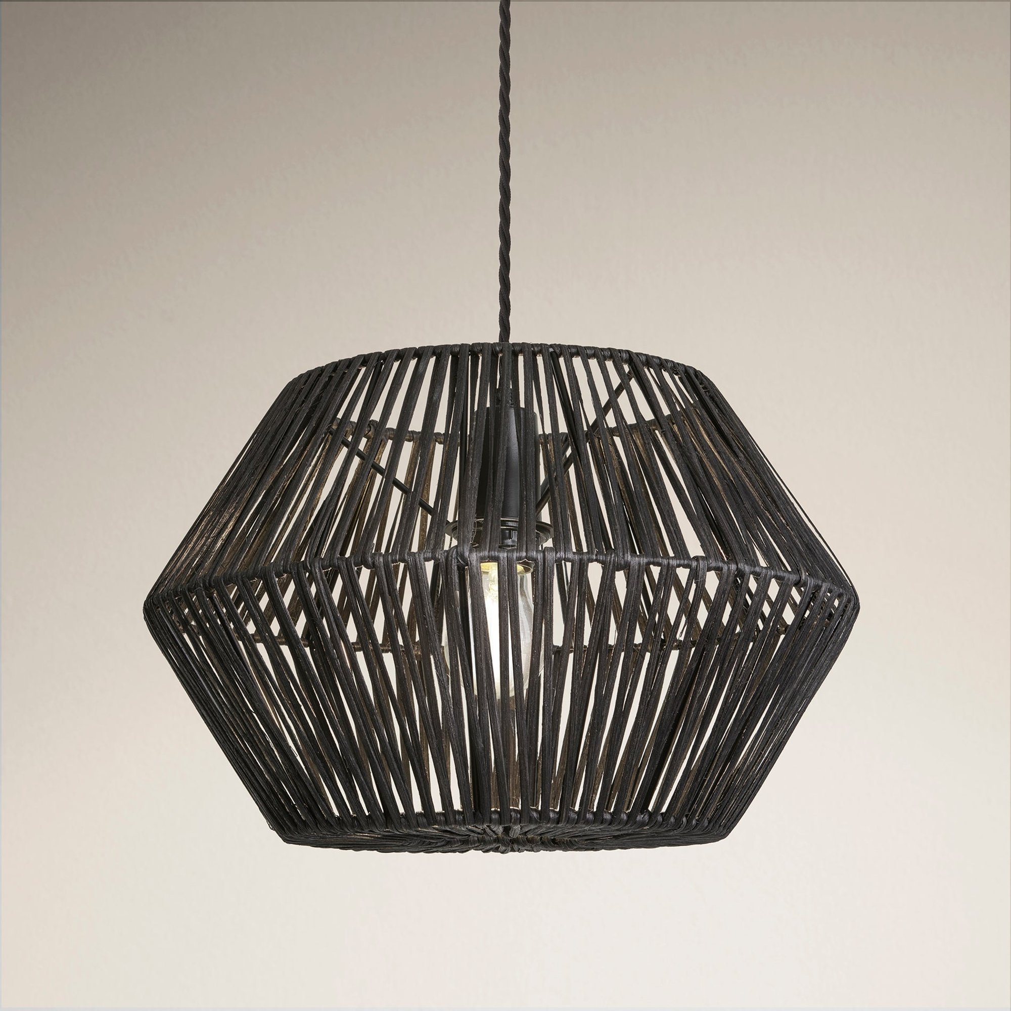 Hex Boho Design 15-Inch Black Pendant Light by Industville - Design Code BH-RA-HXP15-BK