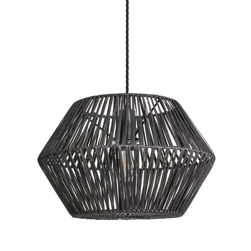 Boho Rattan Ceiling Pendant Light - 15 Inch - Hex - Ceiling Lights - Industville Lighting UK
