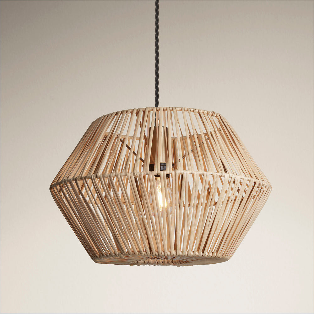 Hex Boho Design 15-Inch Natural Pendant Light by Industville - Design Code BH-RA-HXP15-N