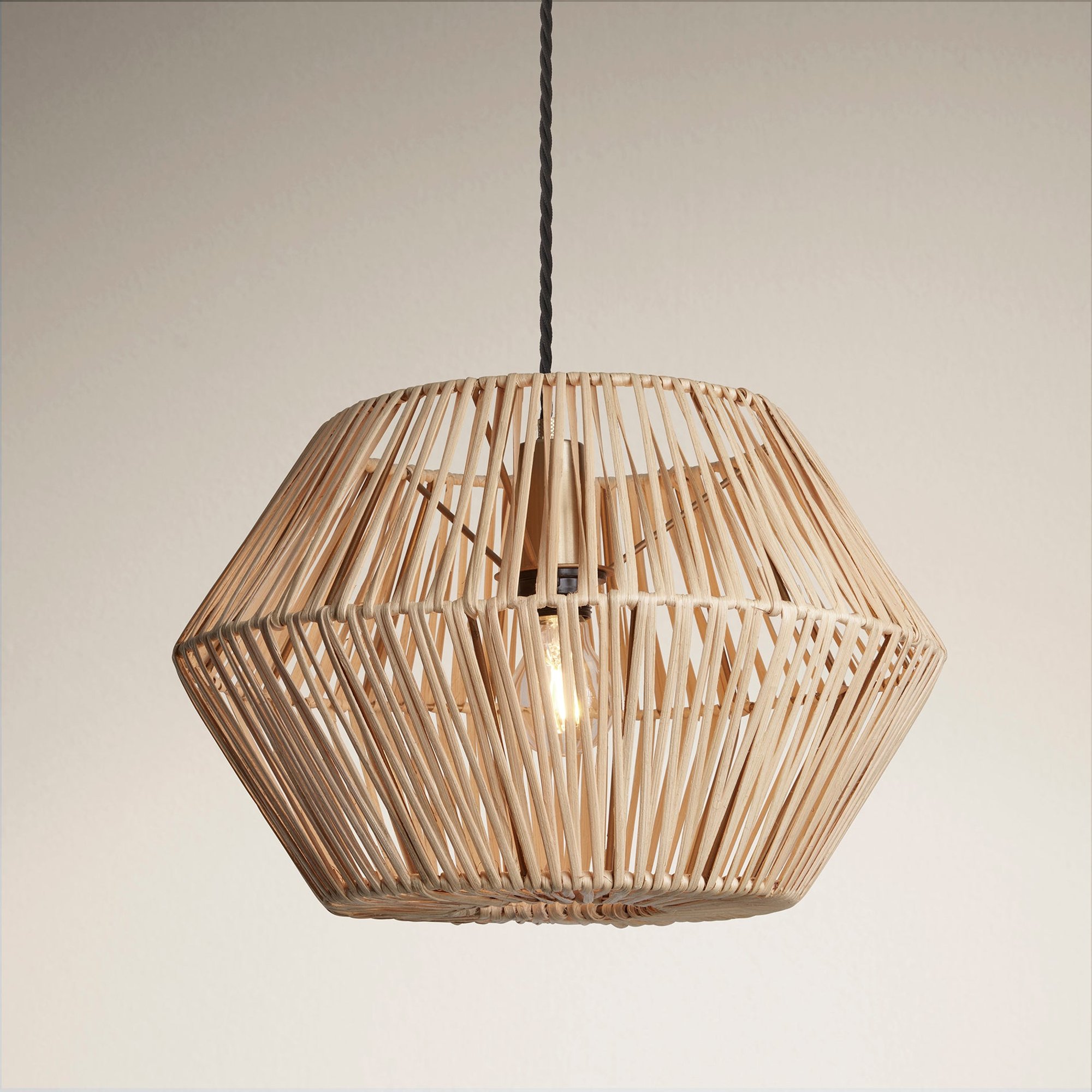 Hex Boho Design 15-Inch Natural Pendant Light by Industville - Design Code BH-RA-HXP15-N