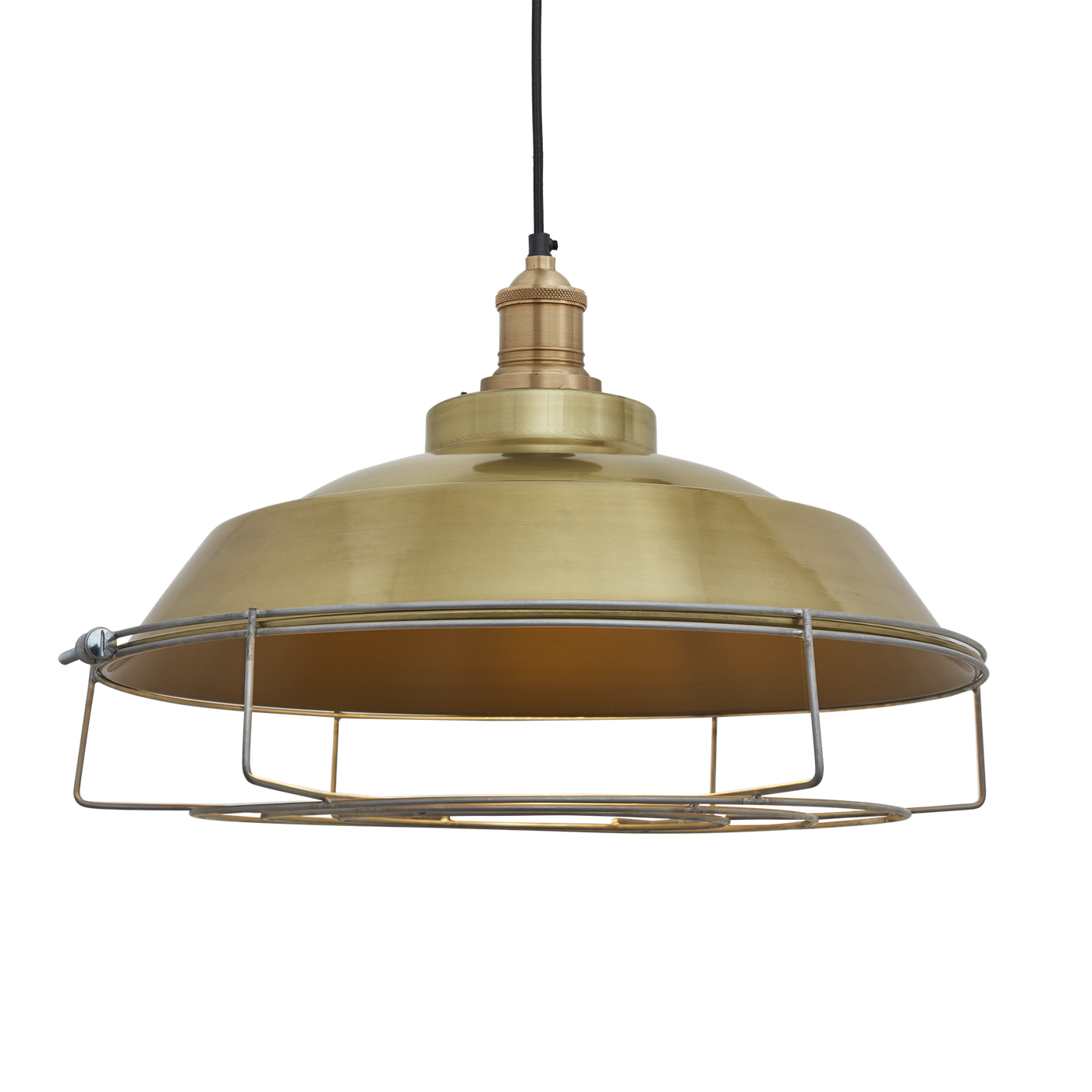 Brass with Brass Holder and Cage Brooklyn Step Pendant - 16 Inch - BR-SP16-B-BH-CG