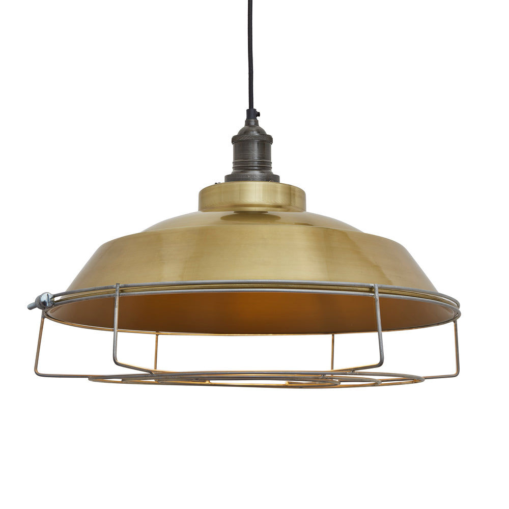 Brass with Pewter Holder and Cage Brooklyn Step Pendant - 16 Inch - BR-SP16-B-PH-CG