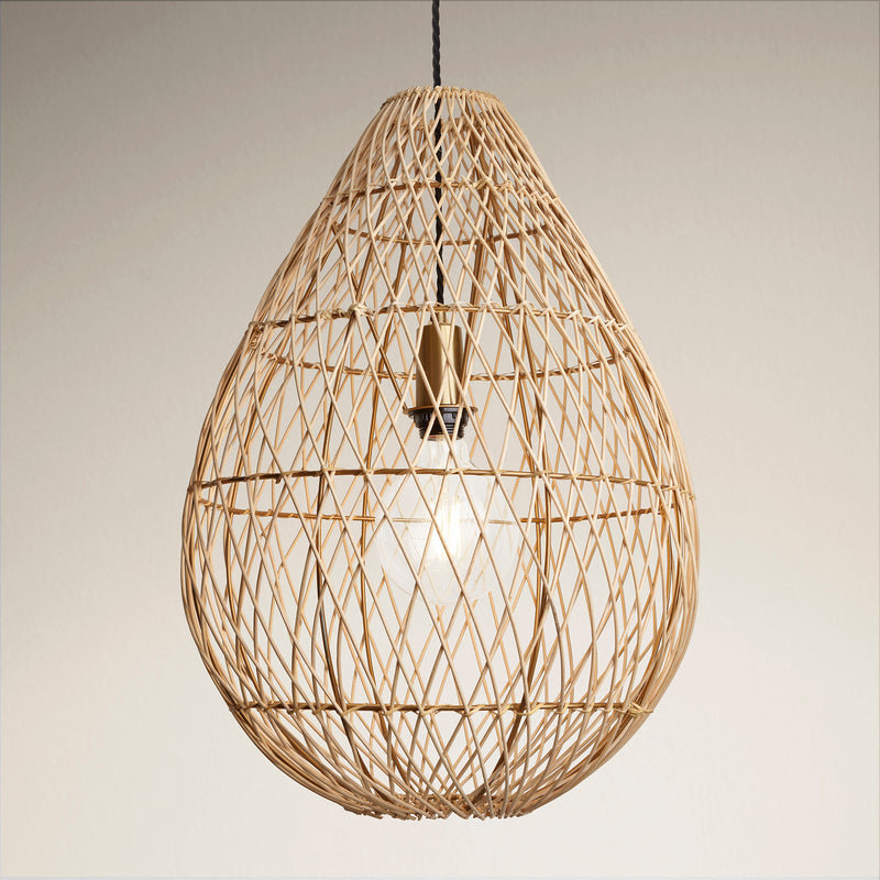 Coastal Rattan Ceiling Pendant Light - 16 inch - Drop - Ceiling Lights - Industville Lighting UK