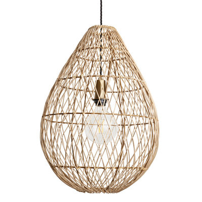 Coastal Rattan Ceiling Pendant Light - 16 inch - Drop - Large Decorative Lights - Industville Lighting UK