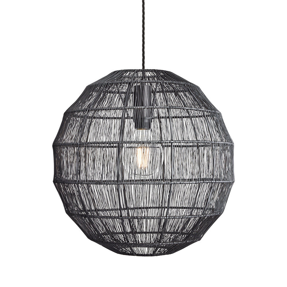 Pewter Handcrafted Wire Cage Pendant Light - 16 Inch - Globe - Industville HC-WCP16-GL-P