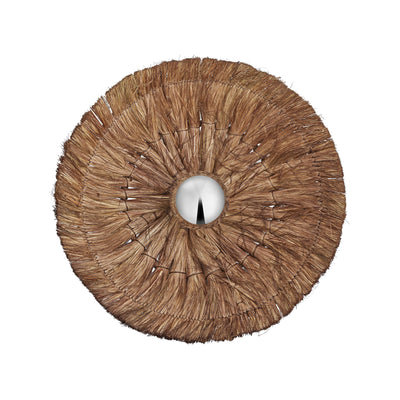 Moonj Natural Grass Round Wall Light - Brown - 18 Inch - Wall Lights - Industville Lighting UK