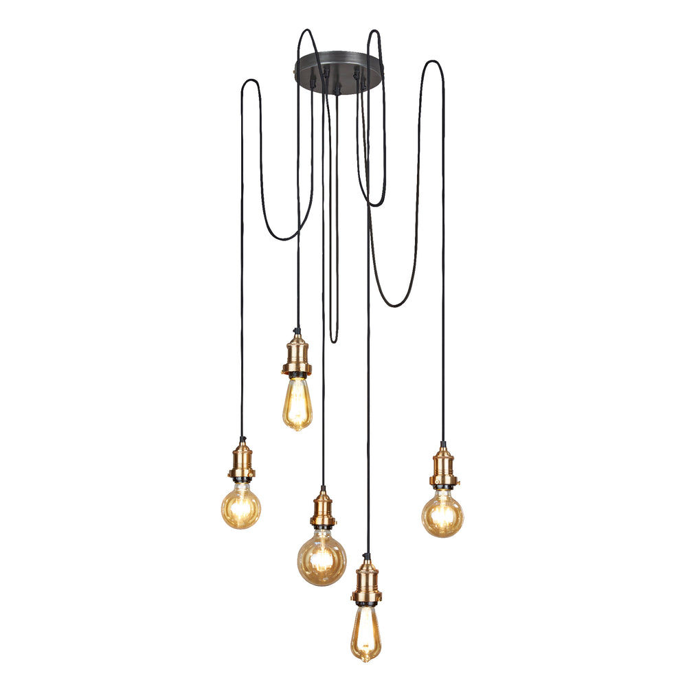 Brass Brooklyn 5 Wire Pendant - Industville BR-5WP-B
