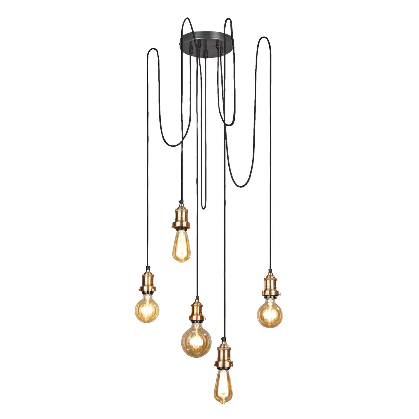 Brass Brooklyn 5 Wire Pendant - Industville BR-5WP-B