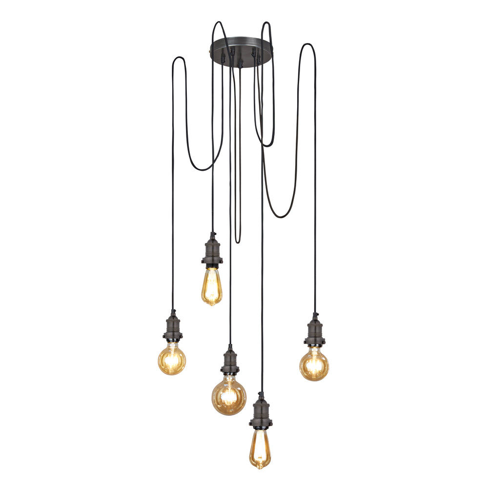 Pewter Brooklyn 5 Wire Pendant - Industville BR-5WP-P