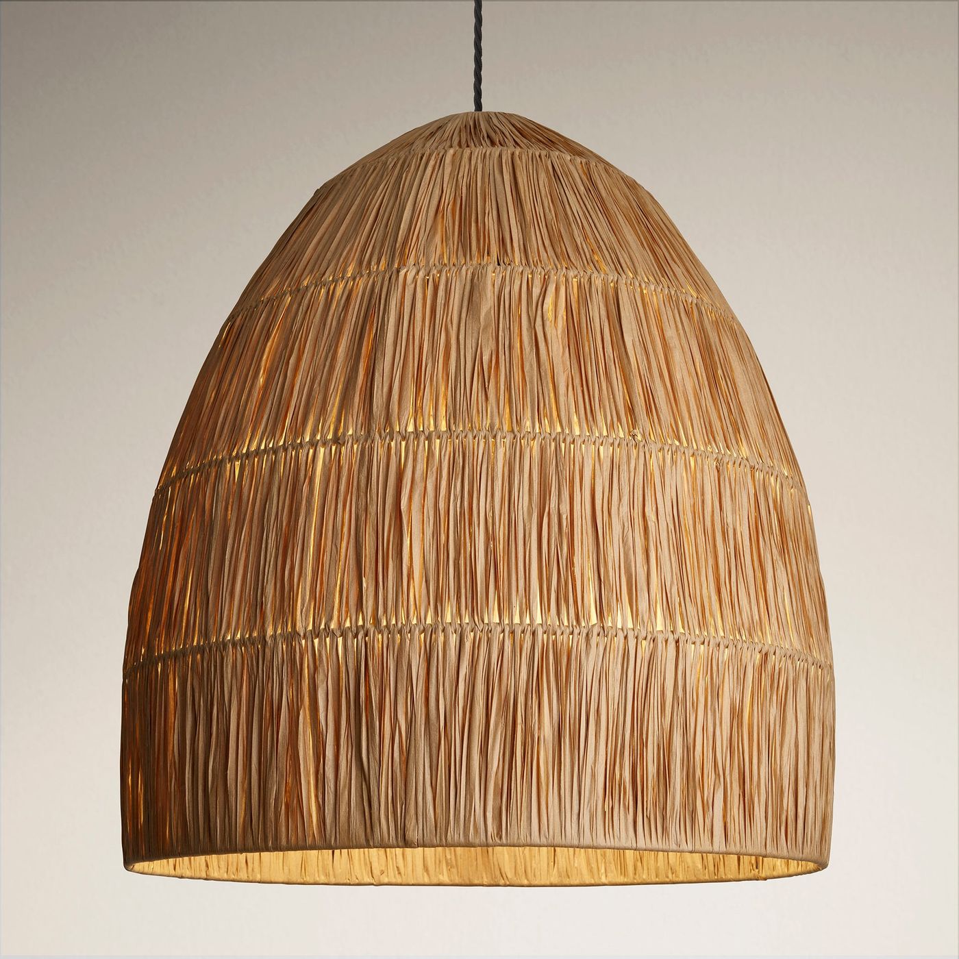 20 Inch Raffia Ceiling Pendant Light - Bell - Natural