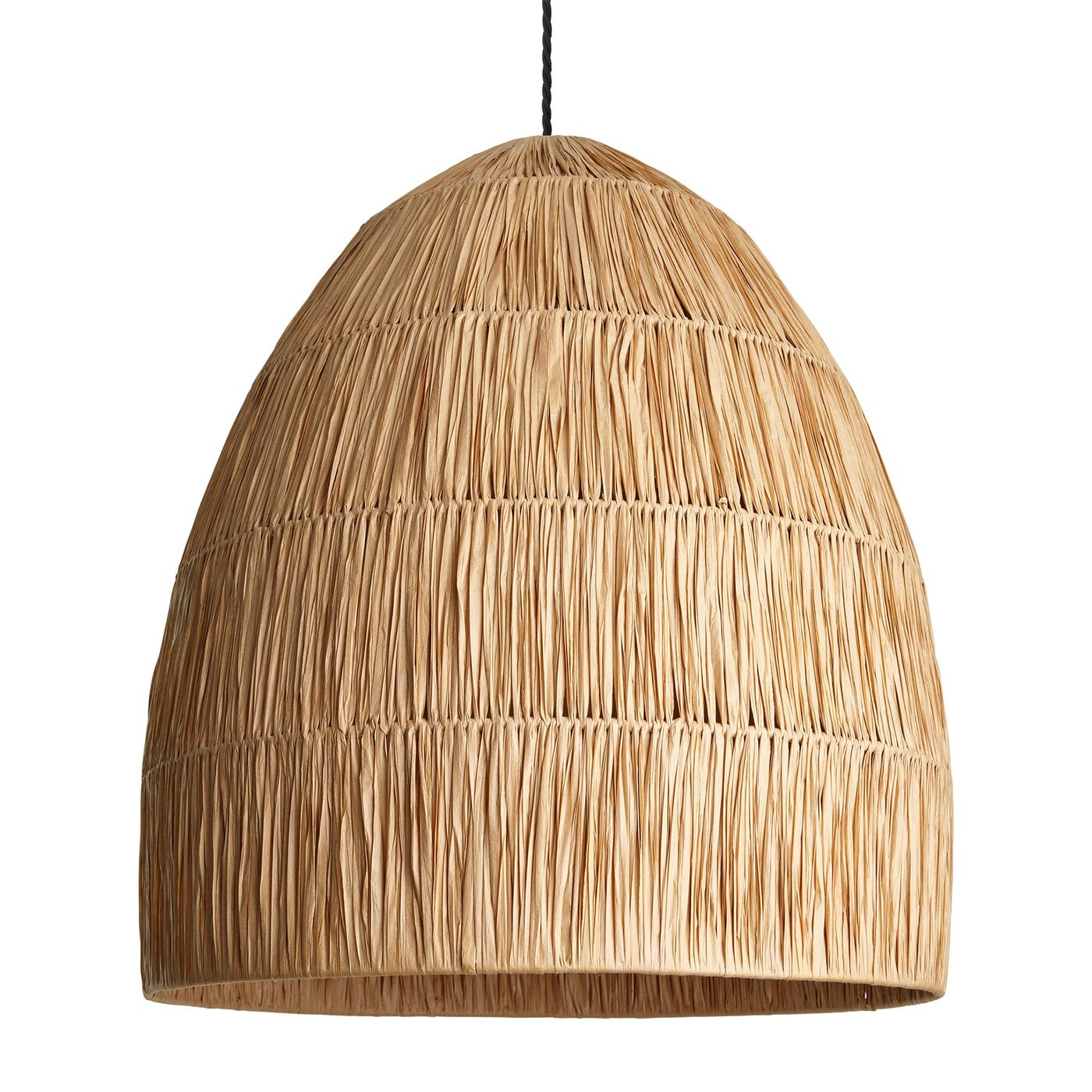 20 Inch Raffia Ceiling Pendant Light - Bell - Natural