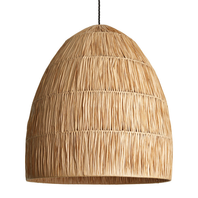 20 Inch Raffia Ceiling Pendant Light - Bell - Natural