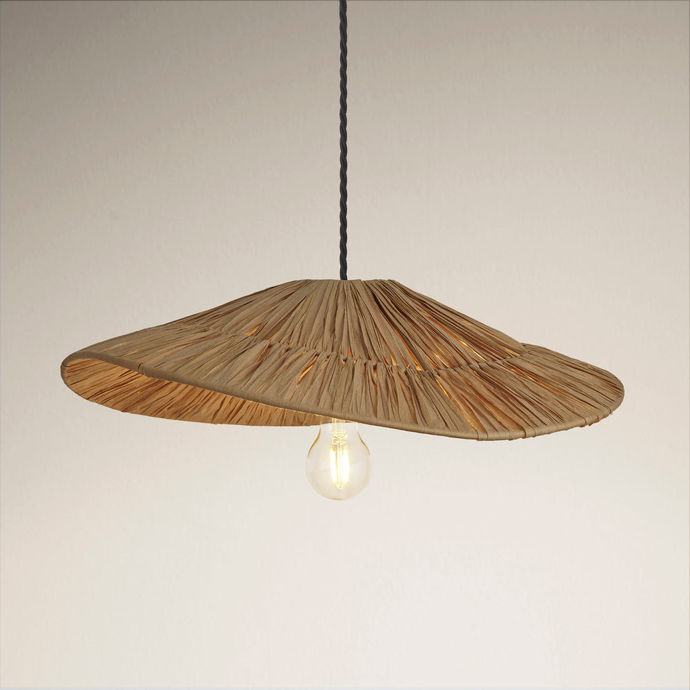 Raffia Ceiling Pendant Light - Hat - Natural