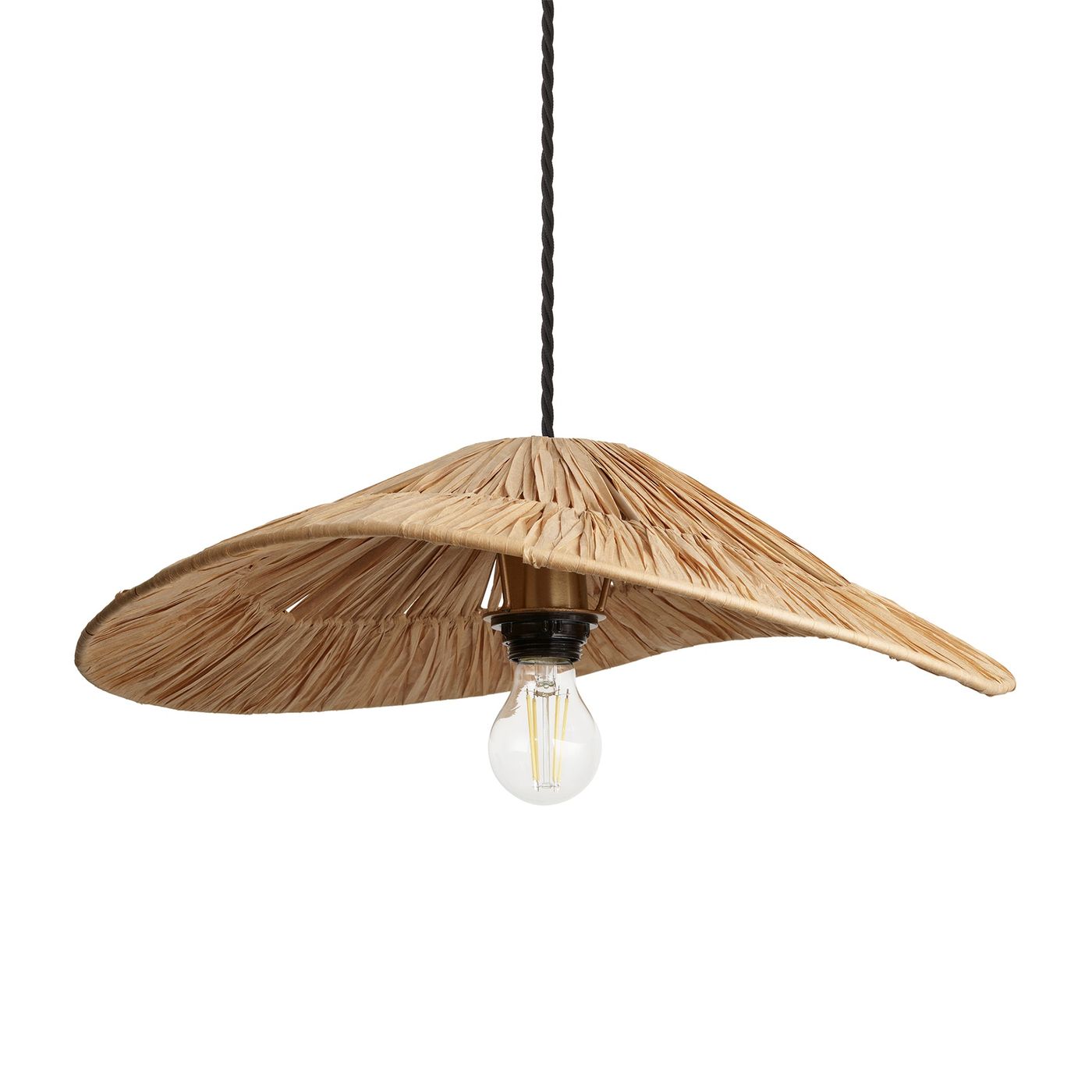 Raffia Ceiling Pendant Light - Hat - Natural