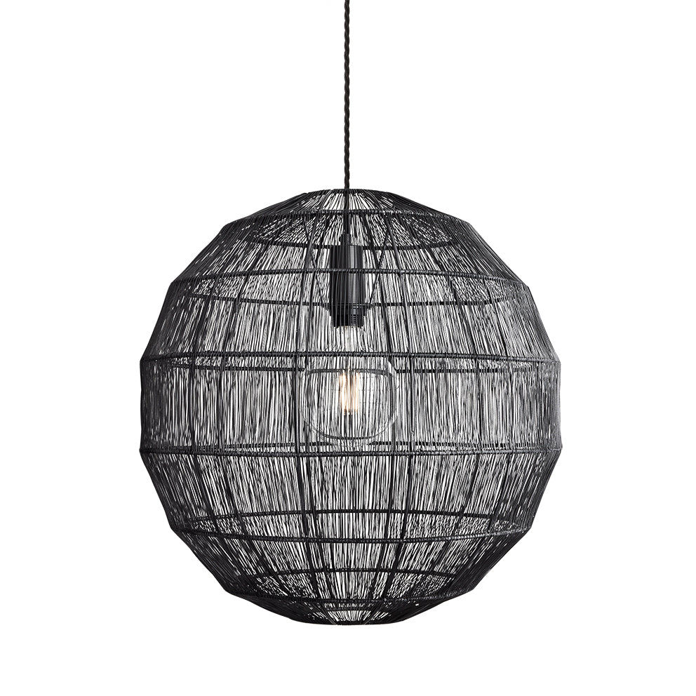 Pewter Handcrafted Wire Cage Pendant Light - 20 Inch - Globe - Industville HC-WCP20-GL-P