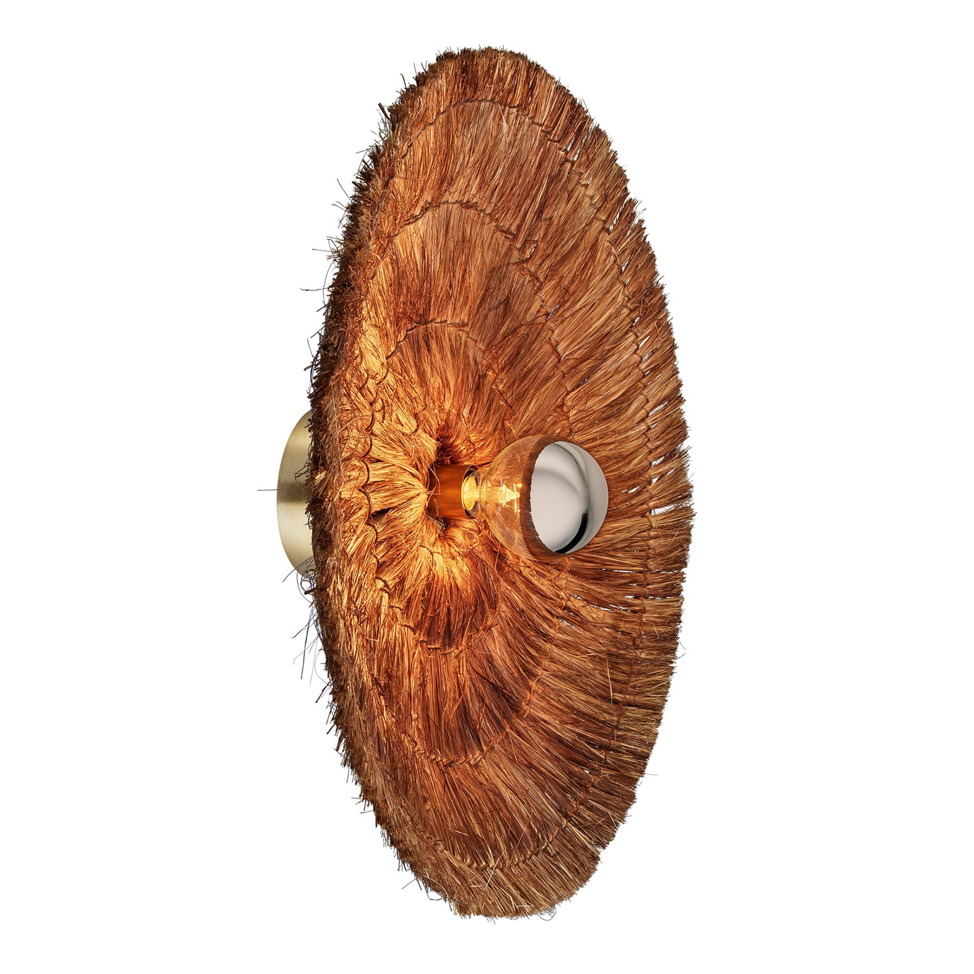 Moonj Natural Grass Round Wall Light Flush Mount in Brown in 26 inch, Product Code MO-NG-RWLFM26-BR