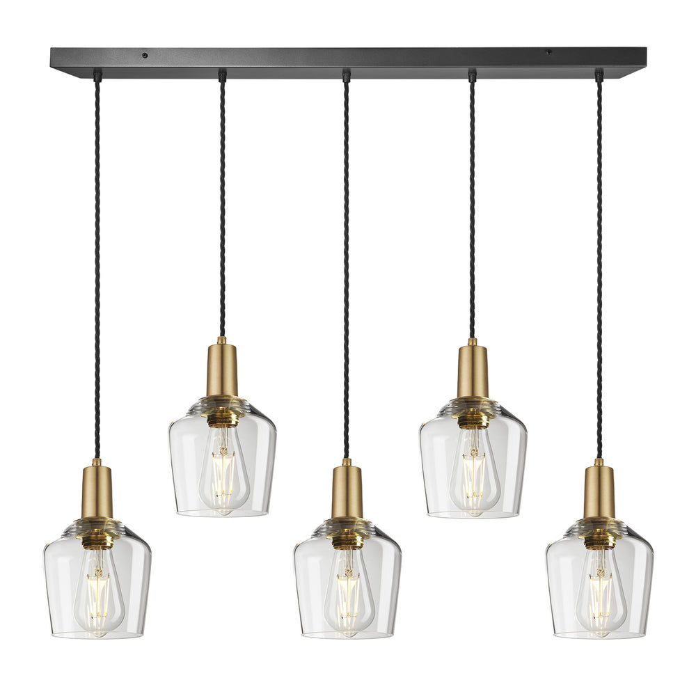 Sleek Glass Schoolhouse 5 Wire Cluster Lights - 5.5 inch - Clear