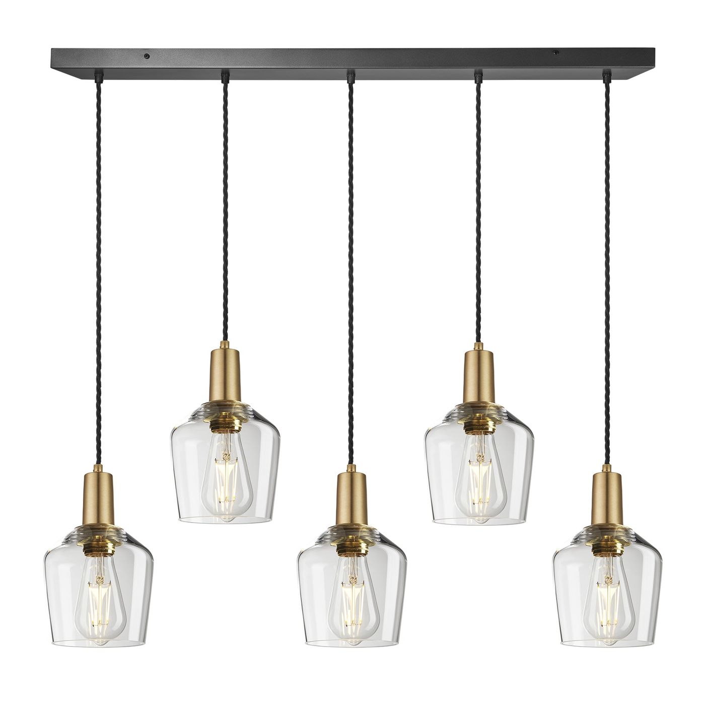 Sleek Glass Schoolhouse 5 Wire Cluster Lights - 5.5 inch - Clear