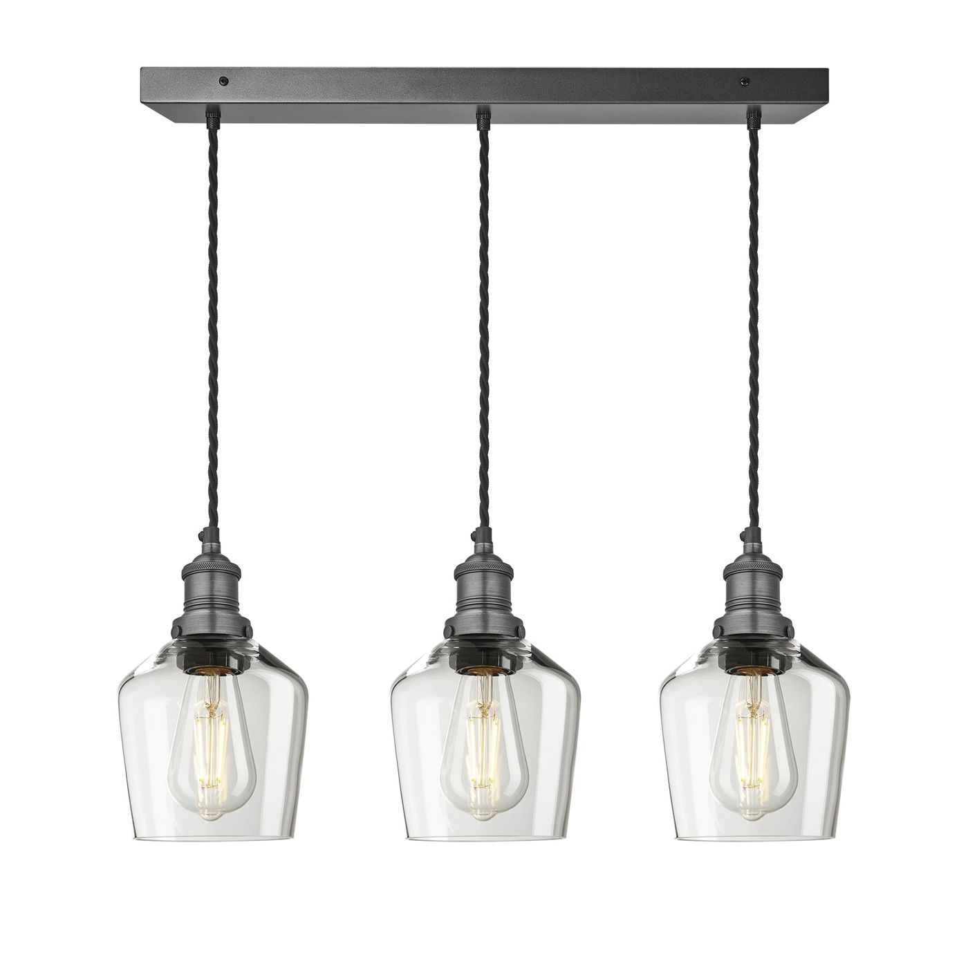 Pendant_Clear_Glass_Industville_Cluster_Lighting_Schoolhouse_Pewter_Holder_Brooklyn_BR-GLSH5-3WCL-CL-PH