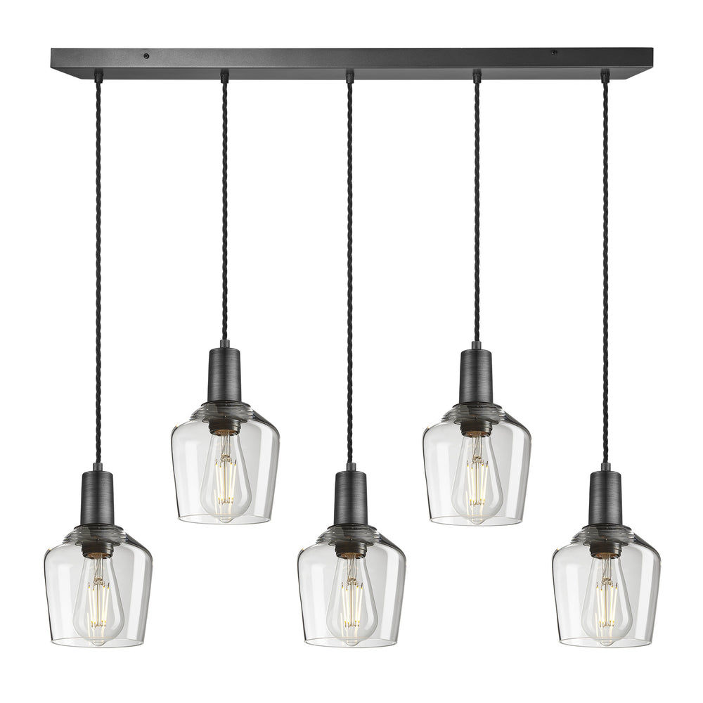 Sleek Glass Schoolhouse 5 Wire Cluster Lights - 5.5 inch - Clear