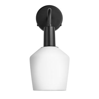Sleek Opal Glass Schoolhouse Wall Light in 5.5 Inch with Black Holder, Industville SL-OGL-SHWL5-W-BKH