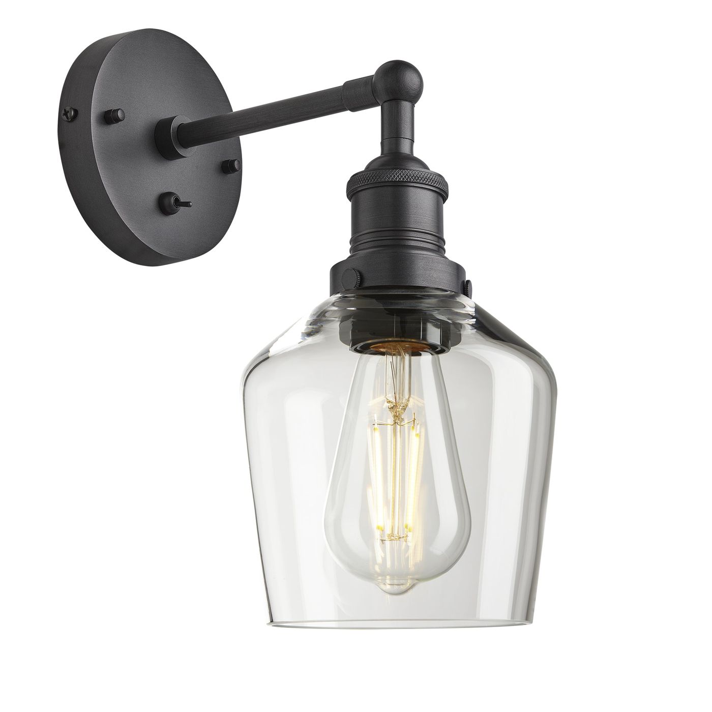 Clear Glass with Pewter Holder Wall Light Schoolhouse Brooklyn BR-GLSHWL5-CL-PH