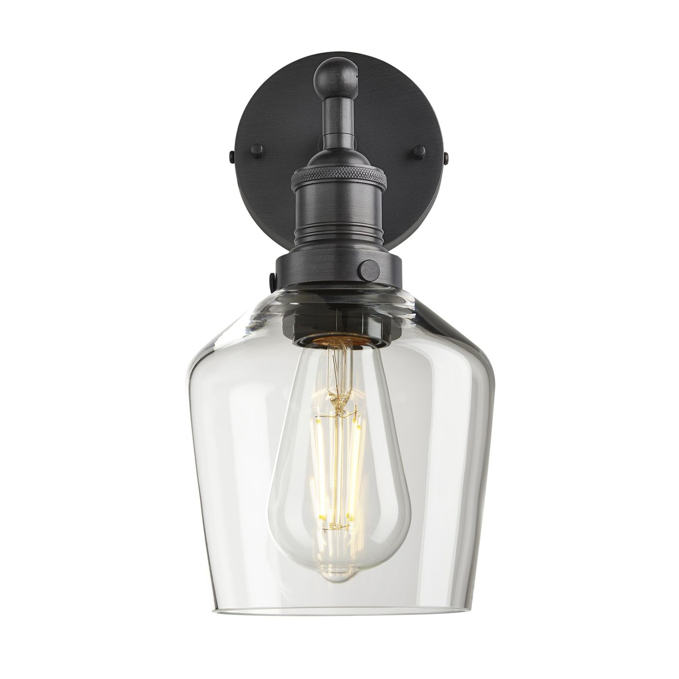 Clear Glass with Pewter Holder Wall Light Schoolhouse Brooklyn BR-GLSHWL5-CL-PH