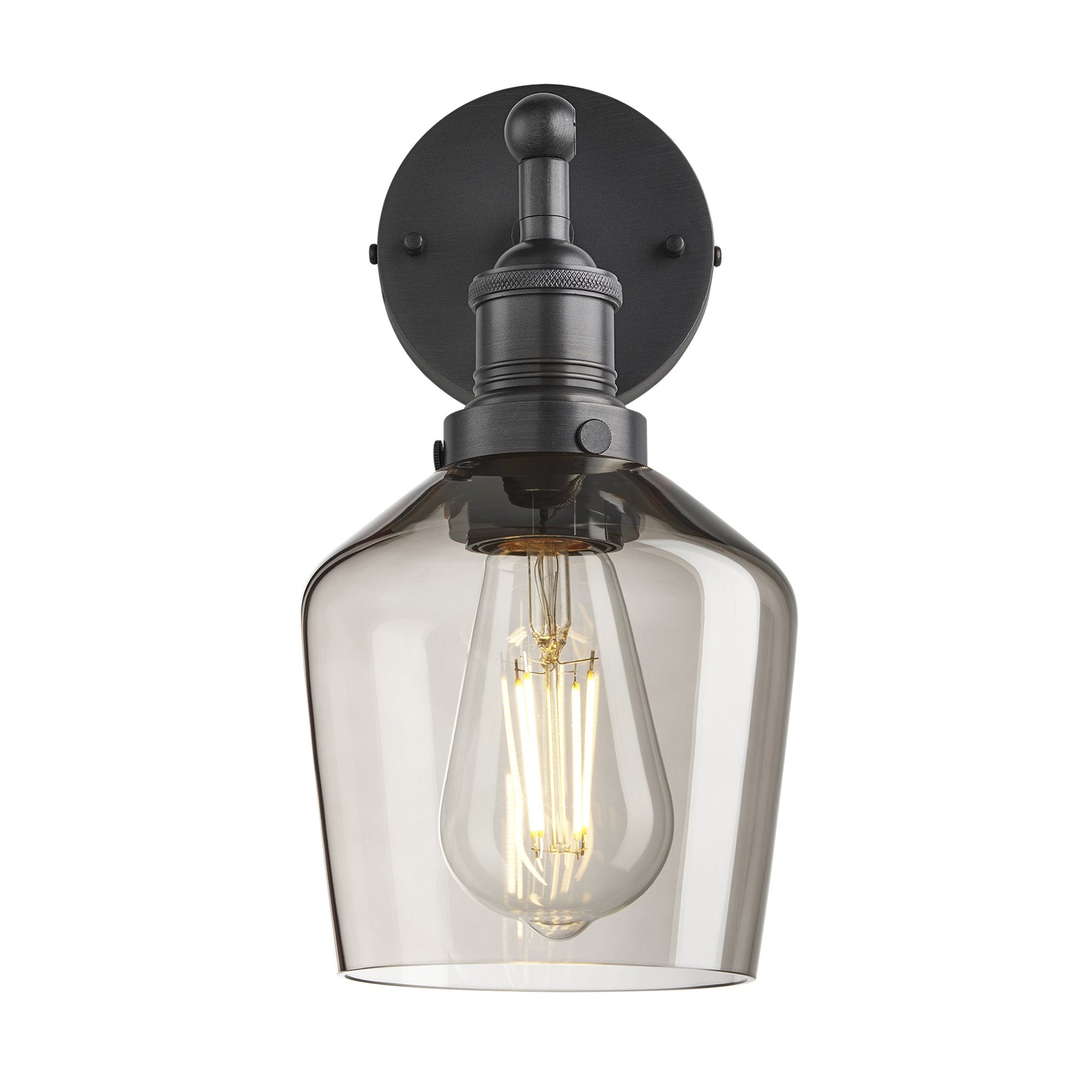 Smoked Glass Mocha with Pewter Holder Wall Light Schoolhouse Pewter Holder Brooklyn BR-SGL-SHWL5-MO-PH