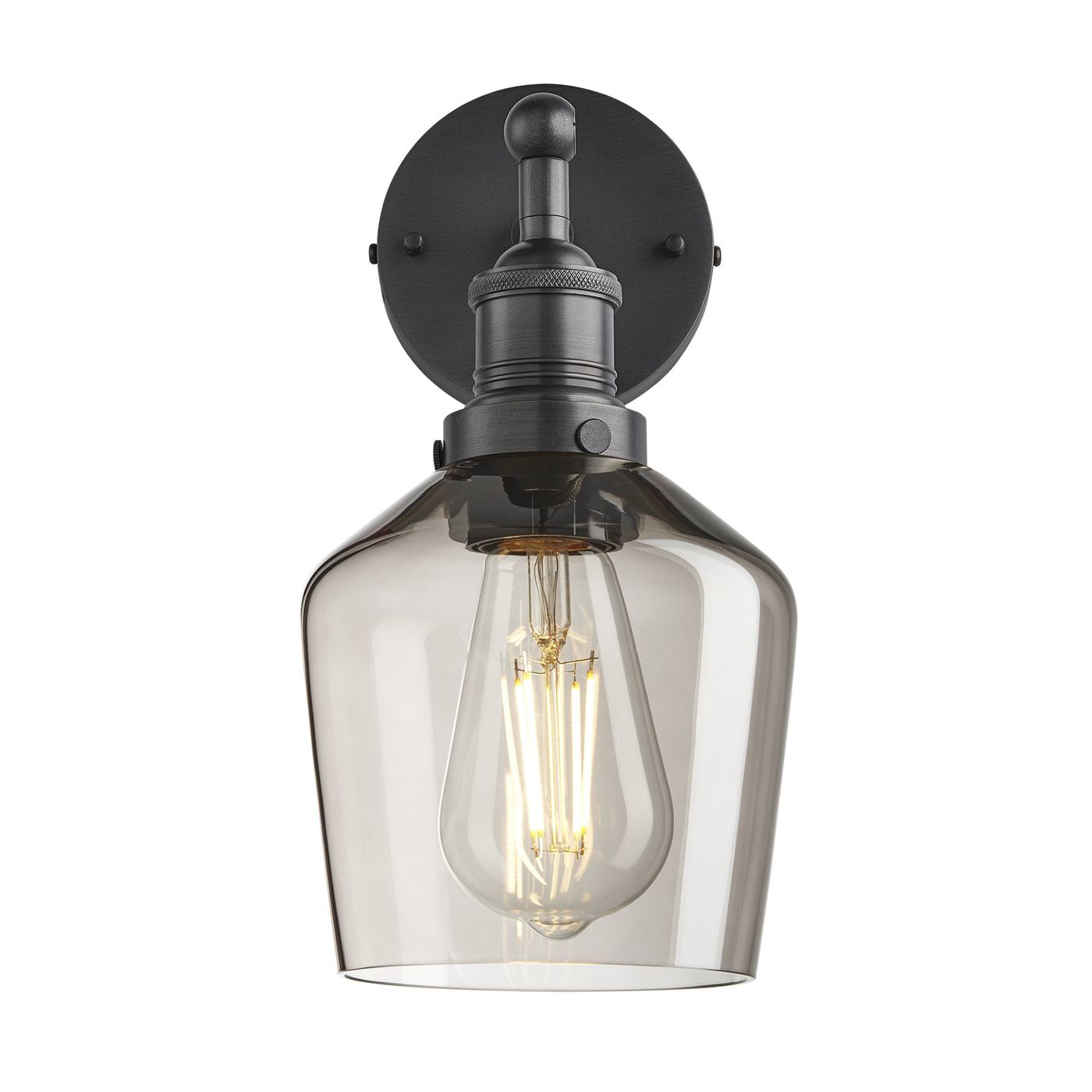 Smoked Glass Mocha with Pewter Holder Wall Light Schoolhouse Pewter Holder Brooklyn BR-SGL-SHWL5-MO-PH