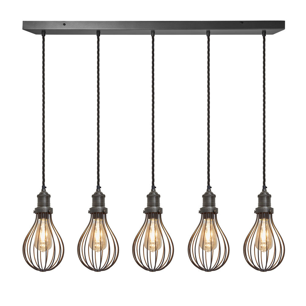 Pewter Brooklyn Balloon Cage 5 Wire Cluster Lights in 6 inch with Pewter Holder, Product code is BR-BC6-5WCL-P-PH