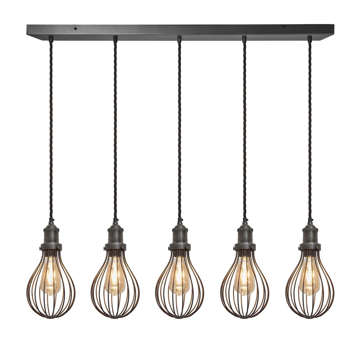 Pewter Brooklyn Balloon Cage 5 Wire Cluster Lights in 6 inch with Pewter Holder, Product code is BR-BC6-5WCL-P-PH