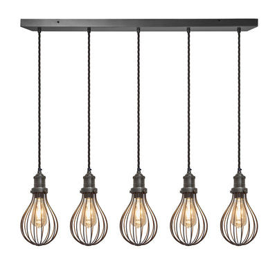 Pewter Brooklyn Balloon Cage 5 Wire Cluster Lights in 6 inch with Pewter Holder, Product code is BR-BC6-5WCL-P-PH