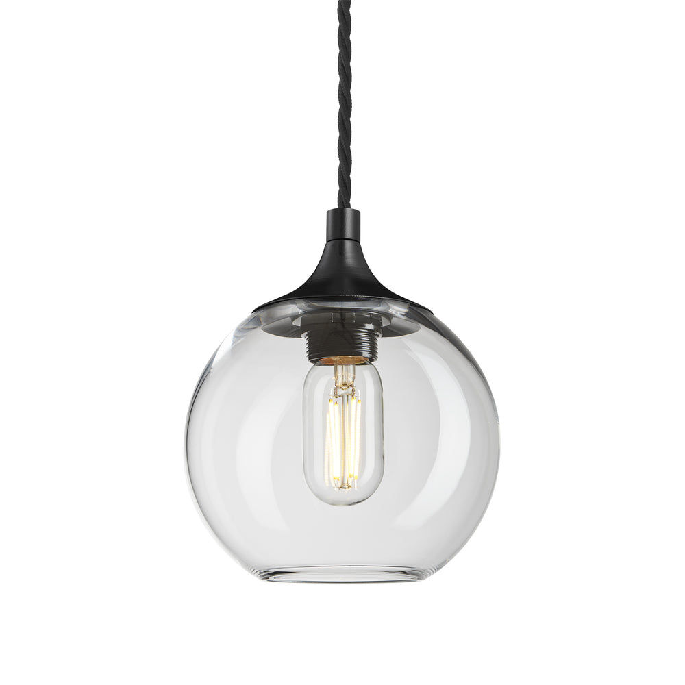 Clear Glass with Black Holder Pendant Light Globe Chelsea CH-GLGLP7-CL-BKH