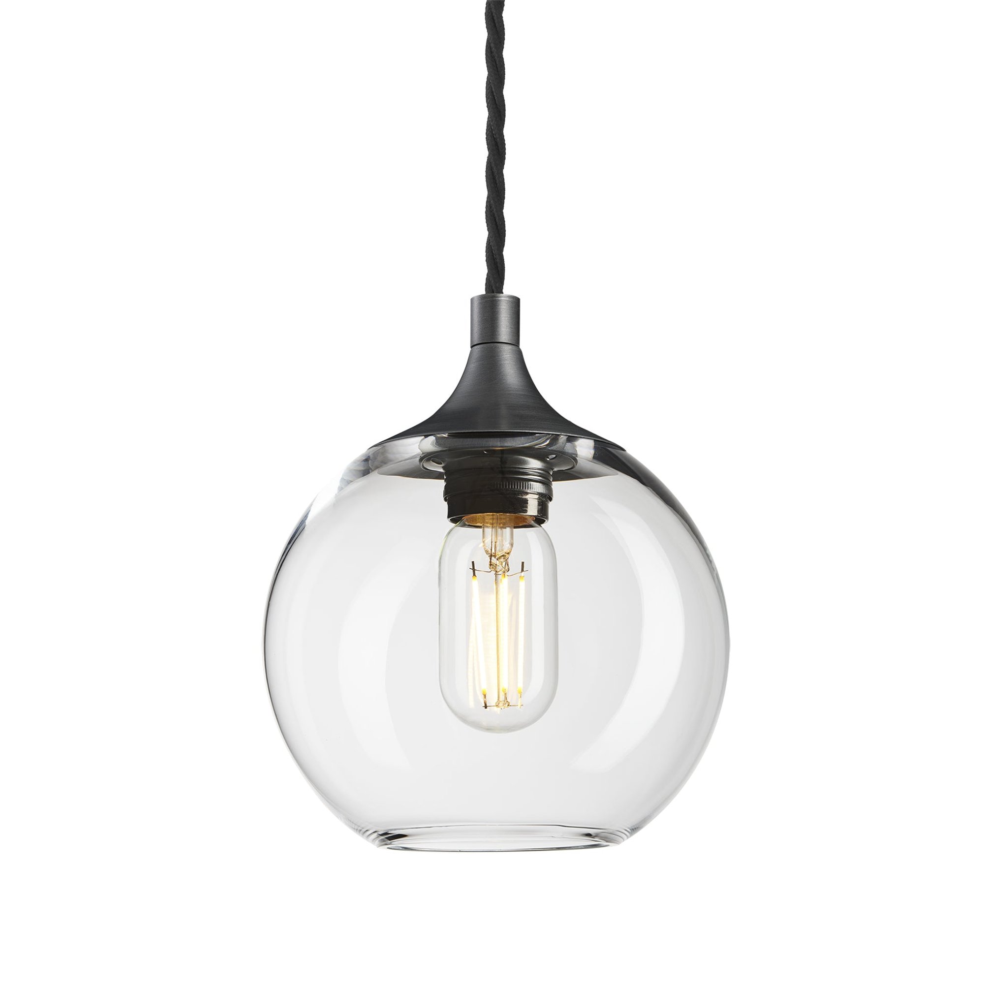 Clear Glass with Pewter Holder Pendant Light Globe Chelsea CH-GLGLP7-CL-PH