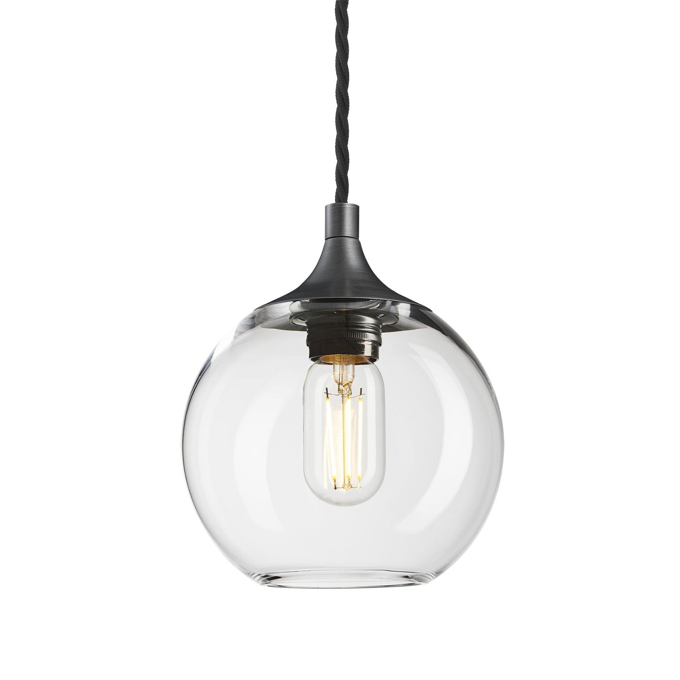 Clear Glass with Pewter Holder Pendant Light Globe Chelsea CH-GLGLP7-CL-PH