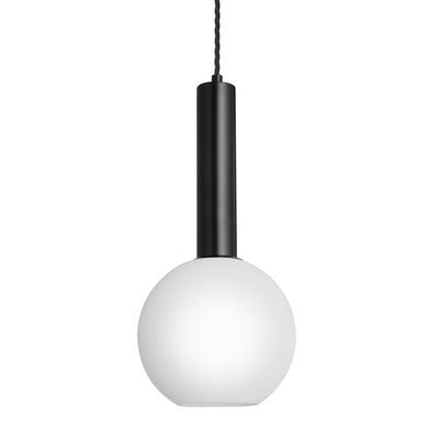 Sleek Cylinder Opal Glass Globe Pendant Light - 7 Inch Industville SL-CY-OGL-GLP7-W-BKH