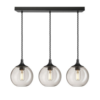 Smoked Mocha Glass with Black Holder and Black Ceiling Rose Pendant Cluster Lighting Globe Chelsea CH-SGL-GL7-3WCL-MO-BKH