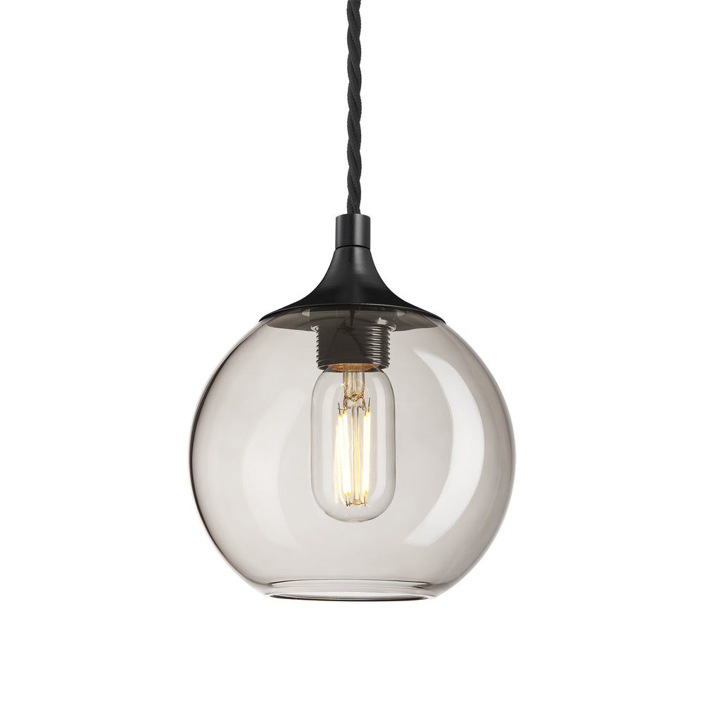 Smoked Glass Mocha with Black Holder Pendant Light Globe Chelsea CH-SGL-GLP7-MO-BKH