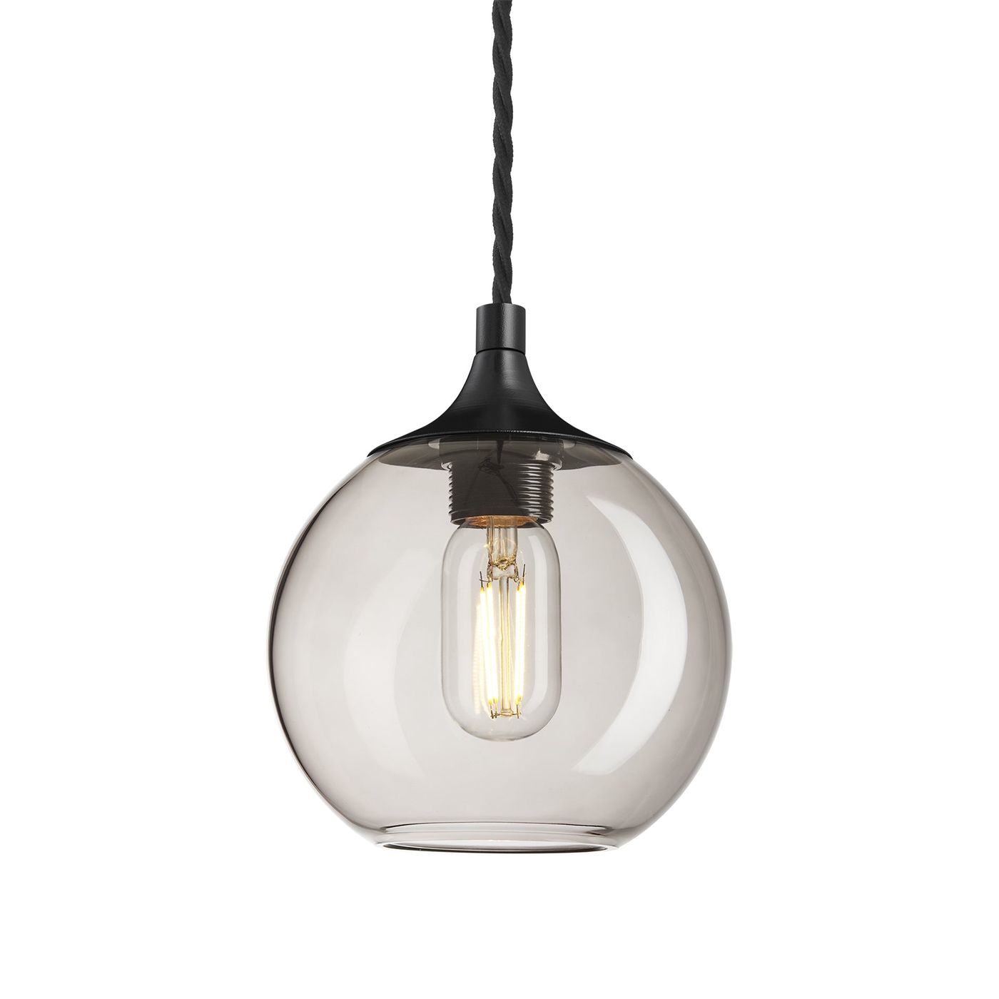Smoked Glass Mocha with Black Holder Pendant Light Globe Chelsea CH-SGL-GLP7-MO-BKH