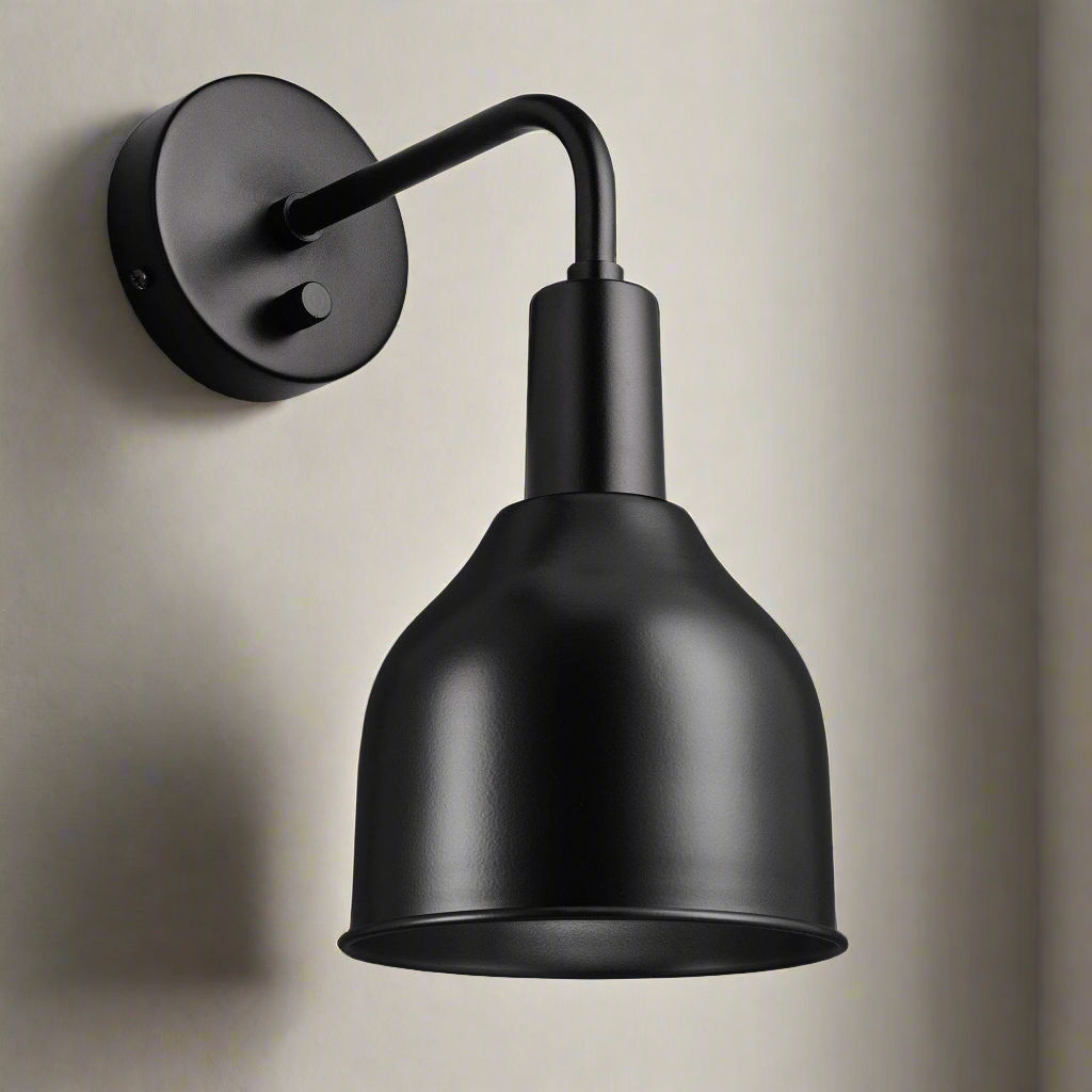 Black Sleek 7 Inch Cone Wall Light with Black Holder Product Code SL-CWL7-BK-BKH