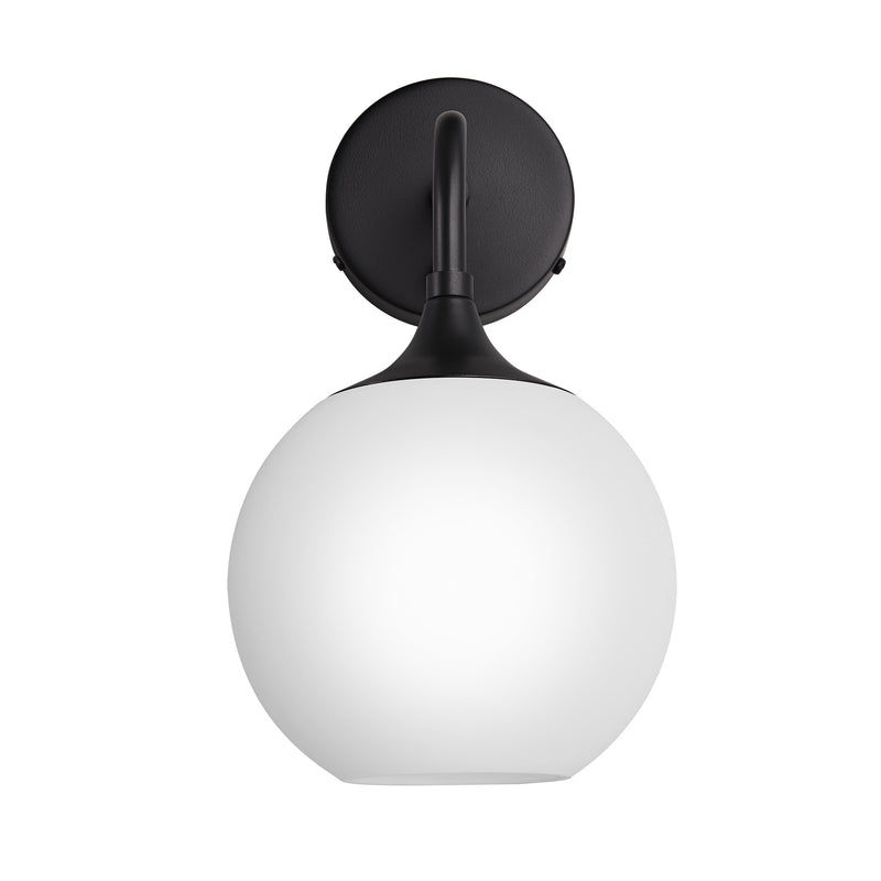 Chelsea Opal Glass Globe Wall Light - 7 Inch - White Industville CH-OGL-GLWL7-W-BKH