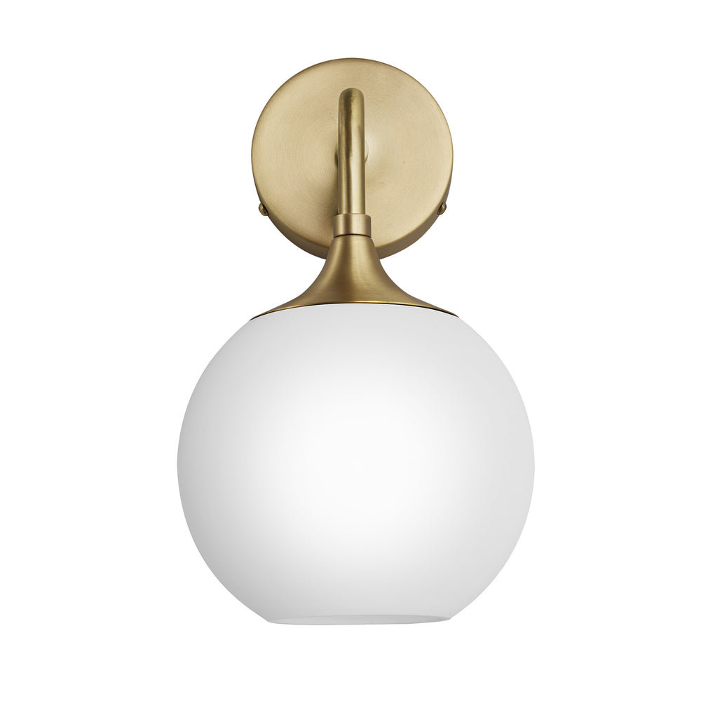 Chelsea Opal Glass Globe Wall Light - 7 Inch with Brass Holder - Industville CH-OGL-GLWL7-W-BH