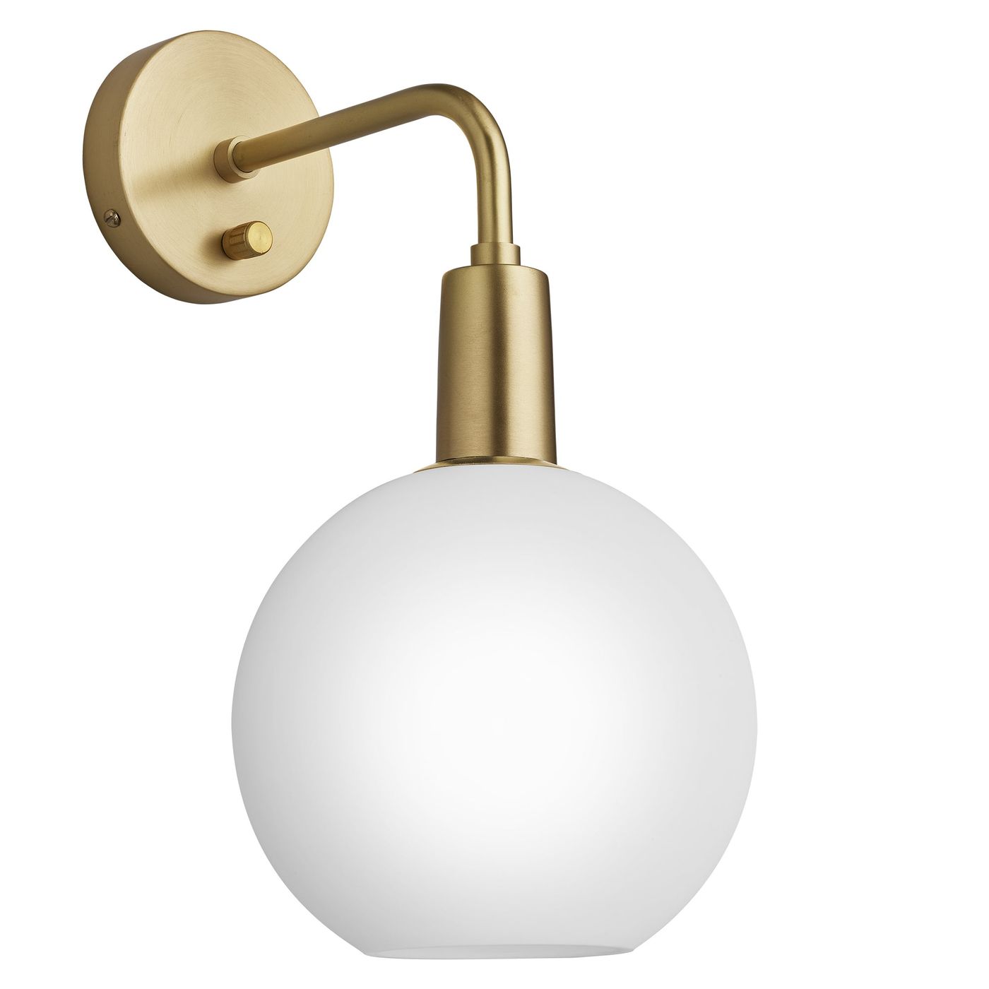 Sleek Opal Glass Globe Wall Light in 7 Inch  with Brass Holder, Product Code SL-OGL-GLWL7-W-BH