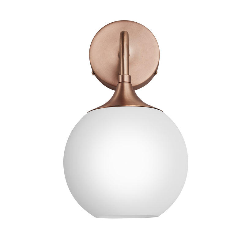 Chelsea Opal Glass Globe Wall Light - 7 Inch with Copper Holder - Industville CH-OGL-GLWL7-W-CH