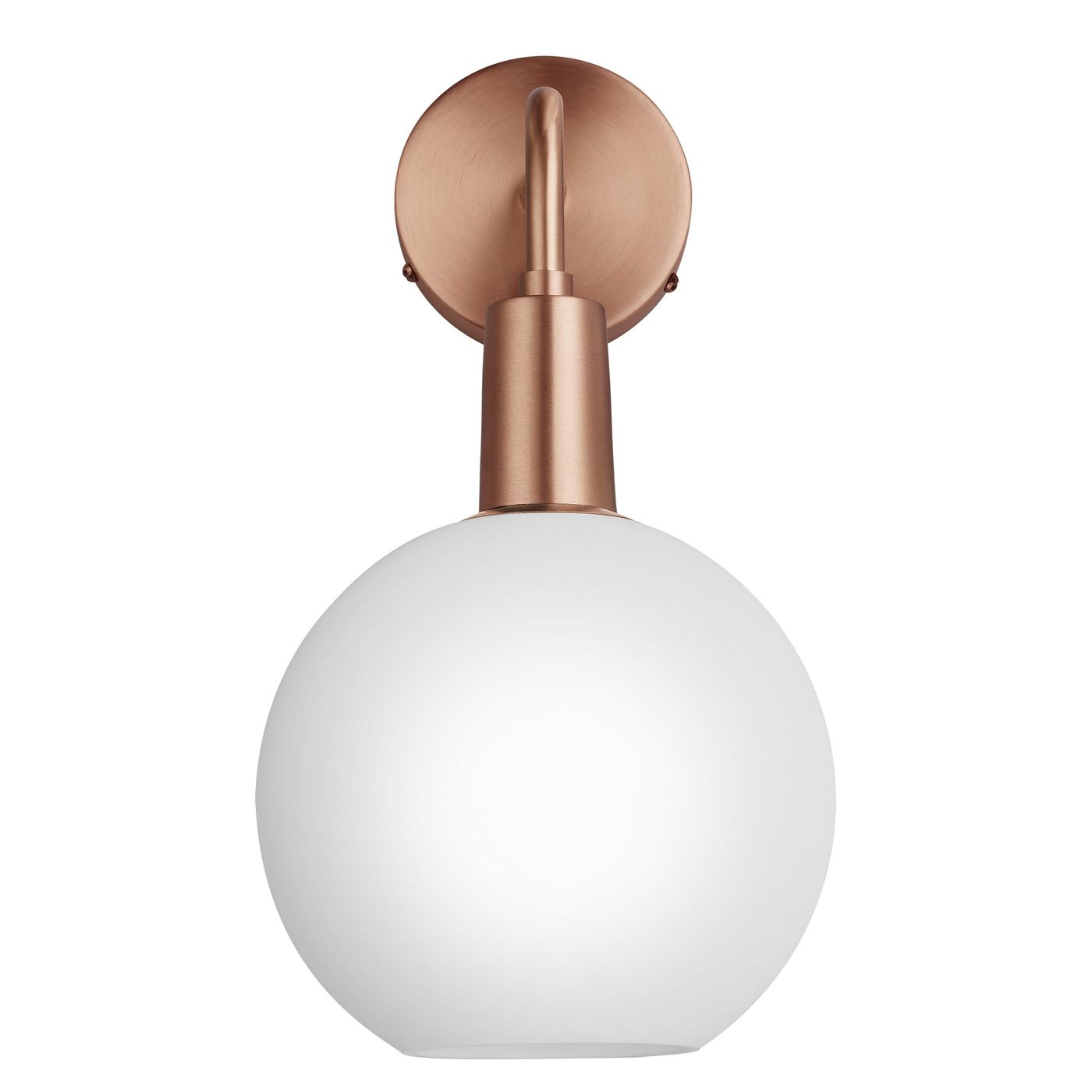 Sleek Opal Glass Globe Wall Light in 7 Inch  with Copper Holder, Product Code SL-OGL-GLWL7-W-CH