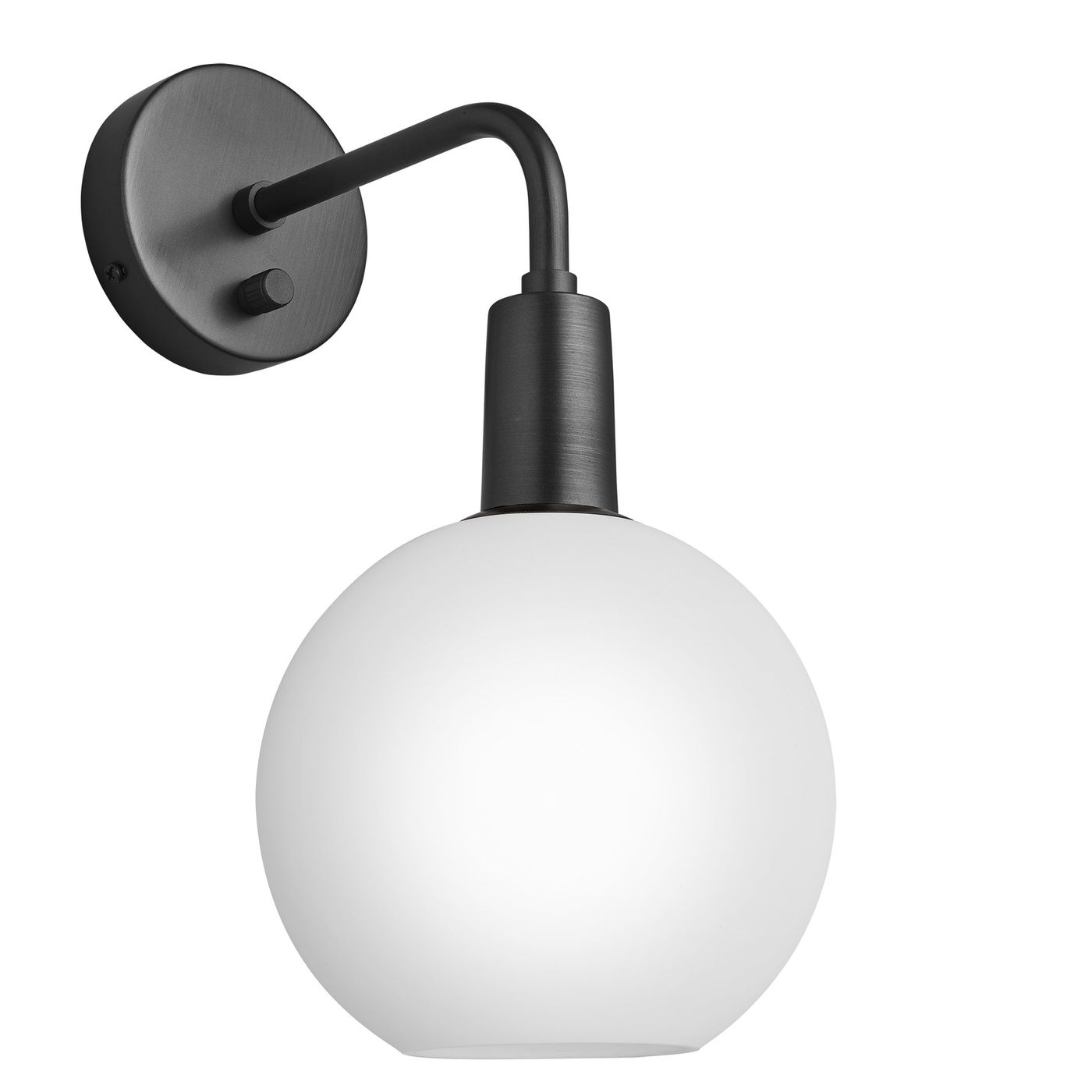 Sleek Opal Glass Globe Wall Light in 7 Inch  with Pewter Holder, Product Code SL-OGL-GLWL7-W-PH